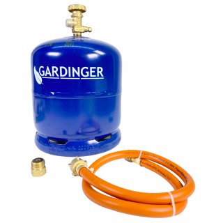 Aktionsset GARDINGER PROFILL907-Gas Flasche 2,5kg  + Umfllschlauch + Adapter-- leere selbst befllbare Propangasflasche f.VW California (Alternative zur GAZ R907)