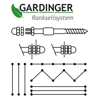 GARDINGER Rankhilfe Rankseilsystem Edelstahl mit Schrauben und 10 m Edelstahldraht
