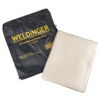 Schweißschutzdecke SD12, 1 x 2 m Fiberglas Schweißermatte / Schweißerdecke mit Schutztasche WELDINGER