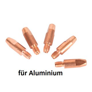 Stromdüsen für ALU M6 0,8 mm 28mm 5 Stück für Brenner 250  speziell Aluminium