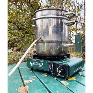 einflammiger universal-Kartuschen Kocher Camp Allgas mit Piezozndung von Gardinger mit Adapter-Schlauch + hochwertiger Koffer