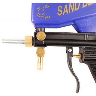 WELDINGER Druckluft-Sandstrahlpistole mit Tank und Granulatschlauch