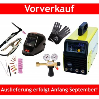 Aktion Schweiinverter WELDINGER WE 2003P ACDC mit WIG-Set Druckregler Schweihelm