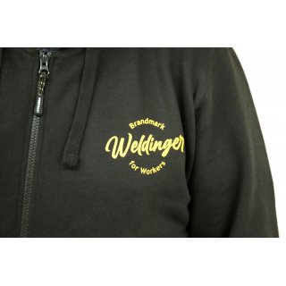Sweatjacke schwarz Gr.S-XXL mit Reiverschluss Kapuze WELDINGER Logoprint