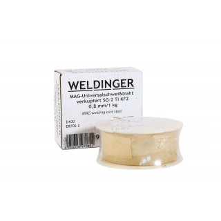 SG2 TI f�r KFZ  0,8 mm 1 kg 100er  MAG Universalschwei�draht  verkupfert Klein- Rolle  WELDINGER