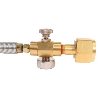 Gasumf�llschlauch 1 m f�r Argon / CO2 Gewinde 2 x W21,8 x 1/14 rechts mit Manometer